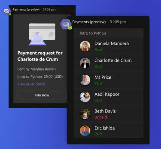 Microsoft Teams Payment App